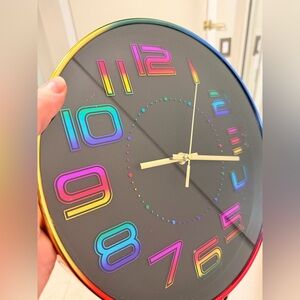 Multicolor Wall Clock with Gold Trim